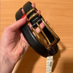 Madewell Black Belt with Gold Buckle